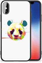 Smartphone Hoesje Geschikt voor iPhoneX | Xs Back Case TPU Siliconen Hoesje met Zwarte rand Panda Color