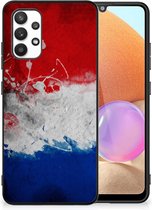 Mobiel TPU Hard Case Geschikt voor Samsung Galaxy A32 4G | A32 5G Enterprise Editie Telefoon Hoesje met Zwarte rand Nederlandse Vlag