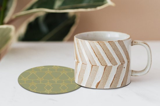 Sous- Sous-verres pour verres - Ronds - Motifs - Luxe - Vert - Goud - 10x10 cm - 6 pièces