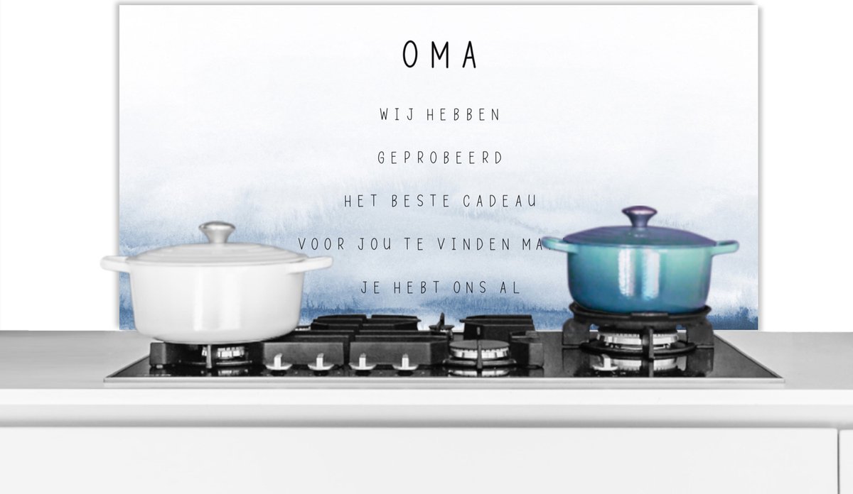 KitchenYeah Spatscherm keuken 100x50 cm Kookplaat achterwand Oma je hebt ons al Spreuken Quotes Oma Muurbeschermer Spatwand fornuis Hoogwaardig aluminium