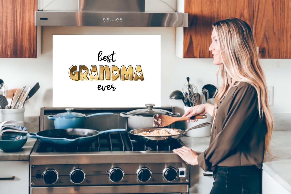 KitchenYeah Spatscherm 80x55 cm aluminium - Best grandma ever thumbnail 5