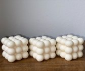 Set van 3 bubble kaarsen - 3 kaarsen met bubbelmotief - bubbel kaars - bubbelkaars - sfeerlicht
