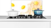 Spatscherm keuken 60x30 cm - Kookplaat achterwand Citroen - Tas - Wit - Muurbeschermer - Spatwand fornuis - Hoogwaardig aluminium