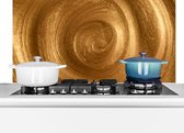 Spatscherm keuken 90x45 cm - Kookplaat achterwand Een vortex in goudkleurige verf - Muurbeschermer - Spatwand fornuis - Hoogwaardig aluminium