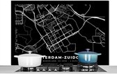 Spatscherm keuken 120x80 cm - Kookplaat achterwand Kaart - Amsterdam-Zuidoost - Zwart - Muurbeschermer - Spatwand fornuis - Hoogwaardig aluminium