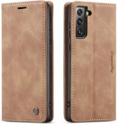 CaseMe Book Case - Samsung Galaxy S21 FE Hoesje - Bruin