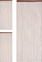 Relaxdays 3x draadgordijn - deurgordijn met franjes - draadjesgordijn - 90x245 cm - bruin