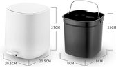 Prullenbak - 7 liter - Soft-close - Zwart - Modern - Moderne prullenbak - Pedaalemmer - Kunststof en ABS - Afvalemmer - Mat - Losse binnenemmer