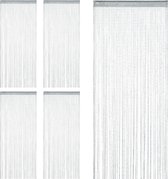 Relaxdays 5x Draadgordijn glitters zilver - deurgordijn - 90 x 245 cm - draadjesgordijn