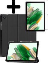 Hoes Geschikt voor Samsung Galaxy Tab A8 Hoes Luxe Hoesje Book Case Met Screenprotector - Hoesje Geschikt voor Samsung Tab A8 Hoes Cover - Zwart