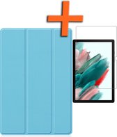 Samsung Tab A8 Hoes Licht Blauw Book Case Cover Met Screenprotector - Samsung Tab A8 Book Case Licht Blauw - Samsung Galaxy Tab A8 Hoesje Met Beschermglas