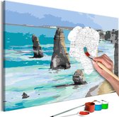 Doe-het-zelf op canvas schilderen - Rocks in the Sea.