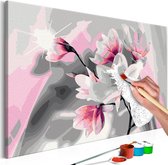 Doe-het-zelf op canvas schilderen - Magnolia (Grey Background).