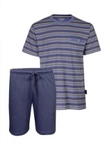 Paul Hopkins Heren shortama gestreept Indigo Blauw PHSAH1905A - Maten: L