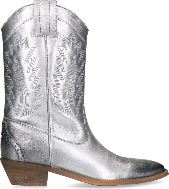 Sacha - Dames - Zilverkleurige cowboy laarzen - Maat 38 | bol.com