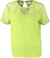 Aaiko limegroen viscose blouse shirt met kant - valt kleiner - Maat S