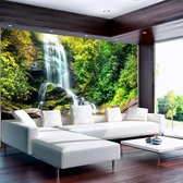 Fotobehangkoning - Behang - Vliesbehang - Fotobehang Waterval in Bos - Wonder of nature - 250 x 175 cm