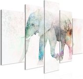 Schilderij - Painted Elephant (5 Parts) Wide.