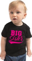 Big sister cadeau t-shirt zwart voor babys / meisjes - Grote zus shirt - aankondiging zwangerschap 80 (7-12 maanden)