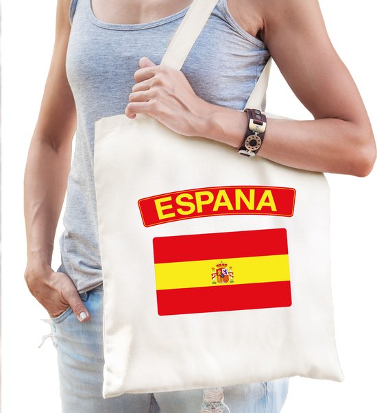 Katoenen Spanje supporter tasje Espana wit – 10 liter – Spaanse supporter cadeautas