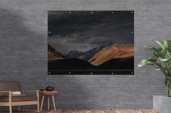 Dark sky over Aoraki National Park / Mount Cook on South Island Garden Poster 160x120 cm - Garden Canvas / Outdoor Peintures for Outdoor (décoration de jardin) XXL / Groot format!