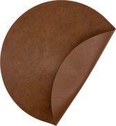 Luxe placemats lederlook - 6 stuks - bruin - rond - 38 cm - leer - leatherlook placemat