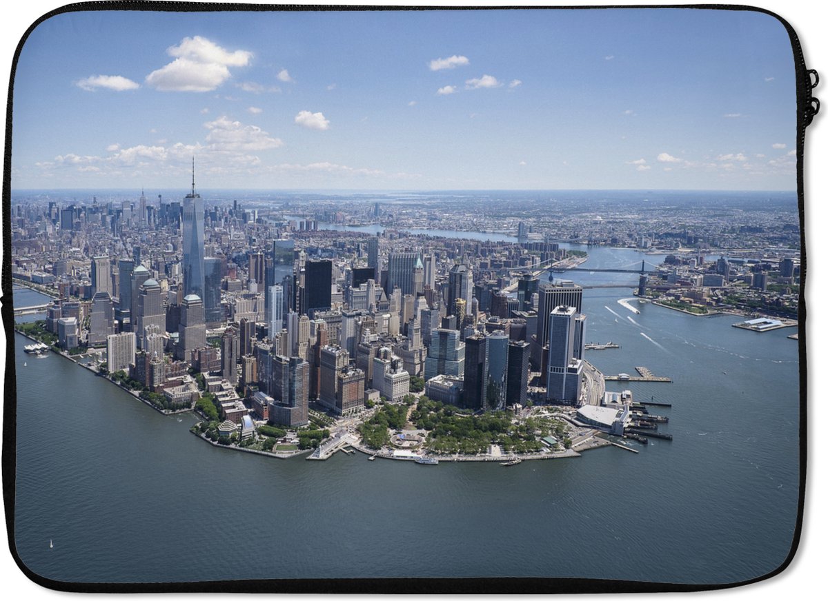 Laptophoes 14 inch 36x26 cm - New York - Macbook & Laptop sleeve Luchtfoto van New York - Laptop hoes met foto