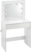 Kamyra® Minimalistische Kaptafel met Spiegel - Toilettafel, Make Up Tafel - Voor Kinderen & Meisjes - 80x40x140 cm - Wit