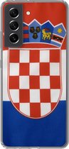 Geschikt voor Samsung Galaxy S21 FE hoesje - Foto van de Kroatische vlag - Siliconen Telefoonhoesje
