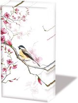 Ambiente - Bird & Blossom White - Papieren zakdoeken - 6 pakjes