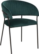 Fluwelen stoel met gewatteerde rug groen