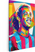 Artaza Canvas Schilderij Ronaldinho bij FC Barcelona in Abstracte Kleuren - 80x120 - Groot - Muurdecoratie - Canvas Print
