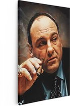 Artaza Canvas Schilderij Tony Soprano met een Sigaar - 20x30 - Klein - Foto Op Canvas - Canvas Print