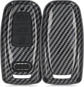 kwmobile autosleutelhoes voor Audi 3-knops autosleutel Keyless - hardcover beschermhoes - Carbon design - zwart