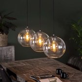 Hanglamp Eetkamer 3L Ø30 sphere helder glas / Oud zilver - Industrieel hanglampen - Design Plafond lamp