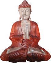 Boeddha Beeld Welkom - Handgesneden - Suar Hout - 30cm