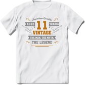 11 Jaar Legend T-Shirt | Goud - Zilver | Grappig Verjaardag Cadeau | Dames - Heren | - Wit - S