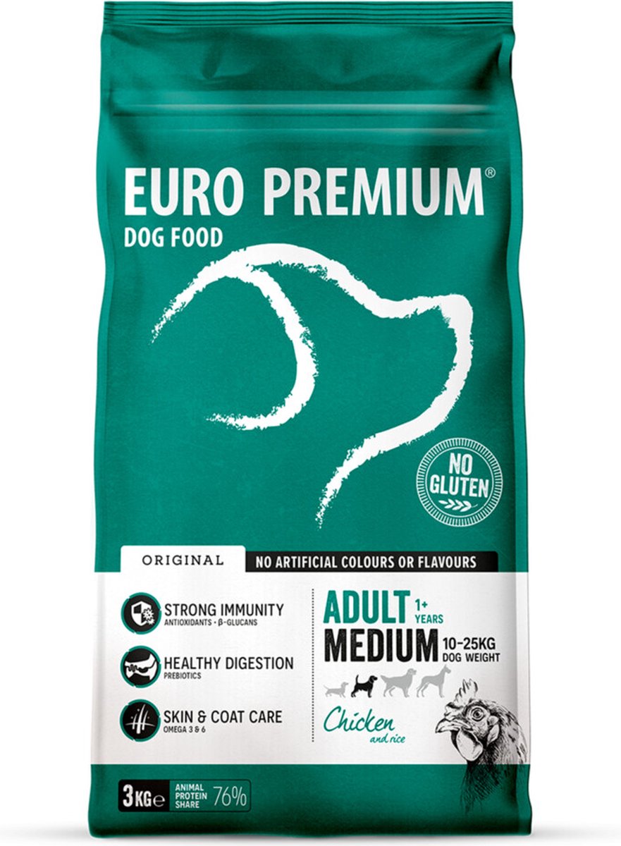 Euro Premium Euro-Premium Adult Medium Kip - Rijst - 4 x 3 kg - Voordeelverpakking