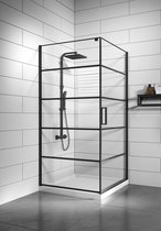 Badplaats - Cabine de douche Alava 6mm - noir - 900 x 900 x 1850mm - verre de sécurité avec traitement anti-calcaire - version noire avec rayures