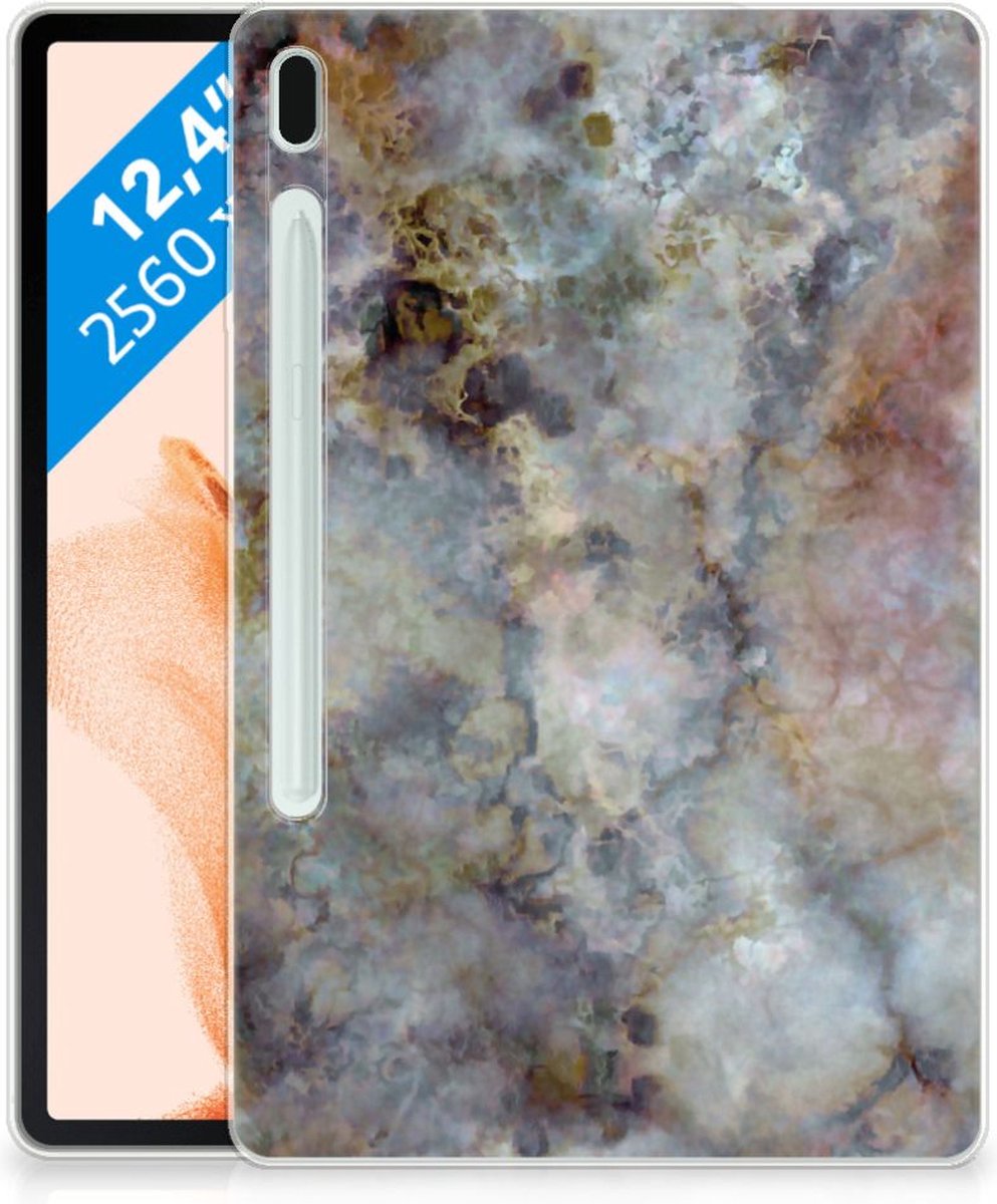 Samsung Galaxy Tab S7FE Tablet Back Cover Marmer Grijs