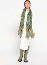 LOLALIZA Casual sjaal met diverse prints en lurex - Khaki - Maat One size