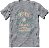 60 Jaar Legendarisch Gerijpt T-Shirt | Aqua - Ivoor | Grappig Verjaardag Cadeau | Dames - Heren | - Donker Grijs - Gemaleerd - L