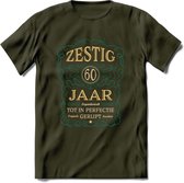 60 Jaar Legendarisch Gerijpt T-Shirt | Aqua - Ivoor | Grappig Verjaardag Cadeau | Dames - Heren | - Leger Groen - S