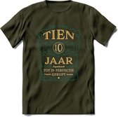 10 Jaar Legendarisch Gerijpt T-Shirt | Aqua - Ivoor | Grappig Verjaardag Cadeau | Dames - Heren | - Leger Groen - S