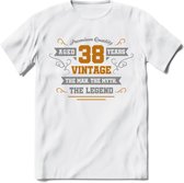 38 Jaar Legend T-Shirt | Goud - Zilver | Grappig Verjaardag Cadeau | Dames - Heren | - Wit - XXL