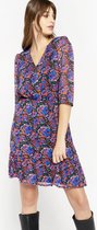 LOLALIZA Bloemenjurk met halflange mouwen - Blauw - Maat 38