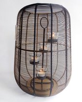 Mix en Match - Windlicht - Waxinelichthouder - XL - Luxor - Goud - Zwart - 40cmx25cm