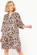 LOLALIZA Babydoll jurk met luipaard print - Camel - Maat 40