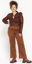 LOLALIZA Corduroy broek met wijde pijpen - Camel - Maat 46