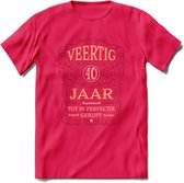 40 Jaar Legendarisch Gerijpt T-Shirt | Bordeauxrood - Ivoor | Grappig Verjaardag Cadeau | Dames - Heren | - Roze - XL
